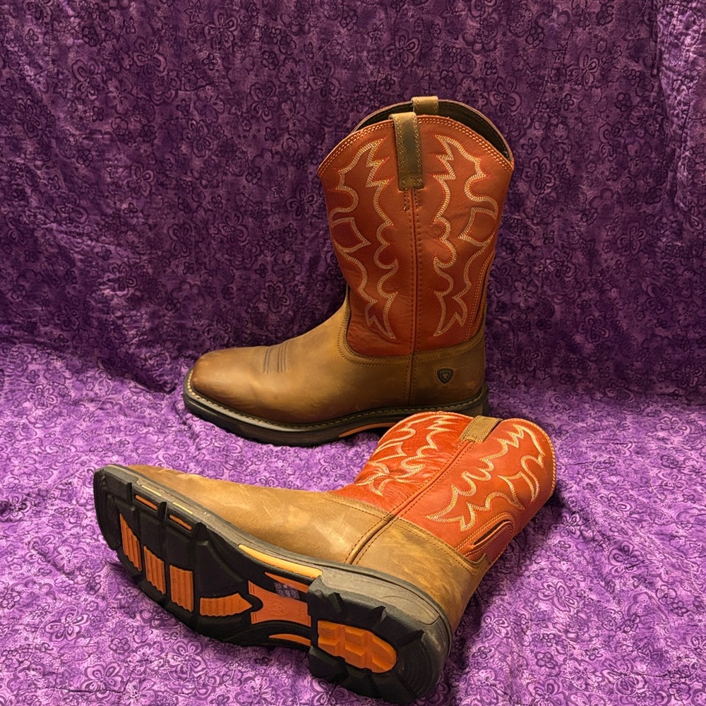 Ariat Brown Boots with Orange Soles